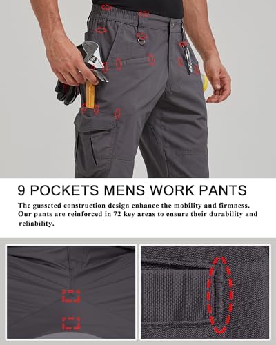CNBQDD Mens Work Pants Cargo Tactical Construction for Men Ripstop Waterproof Lightweight Outdoor Hiking with Pockets