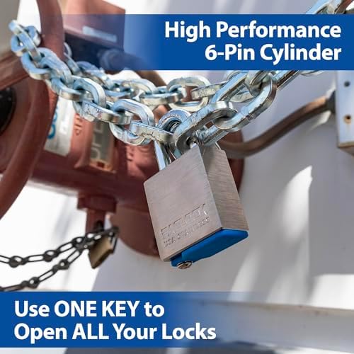 PACLOCK's 3-Series Padlock, UCS, 3/8" Diameter Hard. Stainless Steel Shackle, 1-3/16" Tall, High Performance 6-Pin Cylinder, Keyed Differently w/ 2 Keys, 304 Stainless Steel