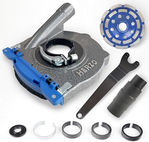 HERZO Aluminum Dust Shroud for Angle Grinder 4.5 inch and 5 Inch, Includes 5Inch Diamond Grinding Cup Wheel