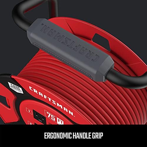 CRAFTSMAN Heavy Duty Retractable Extension Cord, 75 feet with 4 Outlets - 14AWG SJTW Cable - Outdoor Power Cord Reel