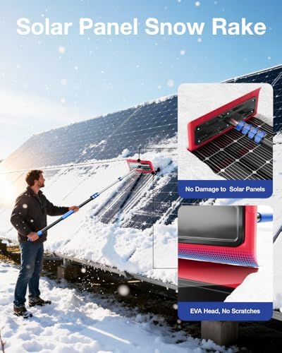 Roof Rakes for Snow Removal, 20FT Telescoping Snow Rake for House Roof, Solar Panels, Cars & RV, Snow Broom Push/Pull, Heavy Duty Aluminum Ice Scraper, No-Scratch Foam Blade, Roof Shovel Tool