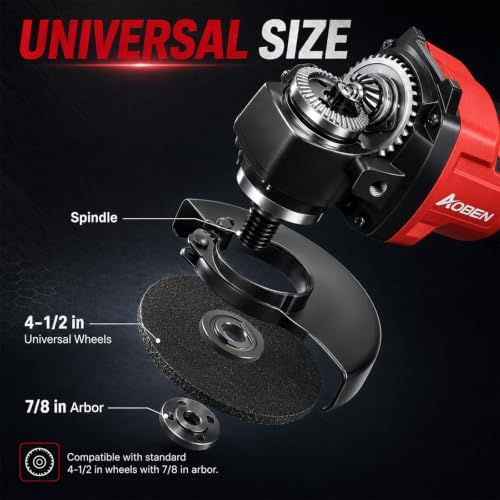 AOBEN 21V Cordless Angle Grinder 4-1/2 Inch, 6-Speed Power Brushless Cut Off Tool Kit, Lock-On Switch, with 2x4.0Ah Battery & Charger, for Metal Cutting, Grinding, Polishing
