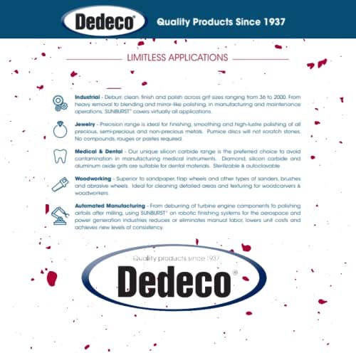 Dedeco Sunburst Radial Bristle Discs 48-Pack - 5/8" Curved - Red 220 Grit (Standard) - Aluminum Oxide for Polishing & Finishing