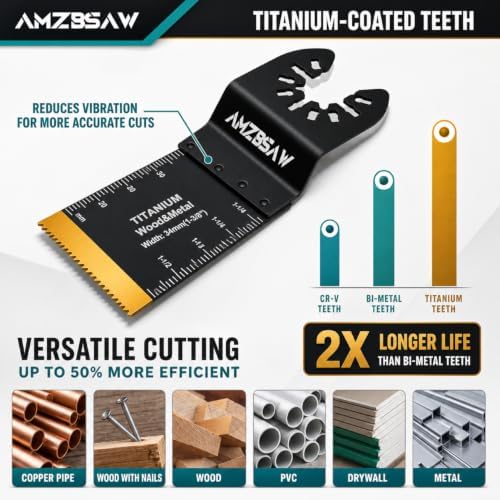 AMZBSAW 100PCS Titanium Metal Cutting Blades for Wood, Nails & Plastic