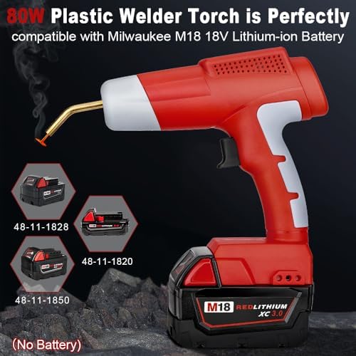 Choerinton Plastic Welder Compatible with Milwaukee 18V Lithium Battery, with 600PCS Staples, Pure Copper Transformer, Rapid Heating, Plastic Welding Kit for Car Bumper, Dashboard & Repair(No Battery)