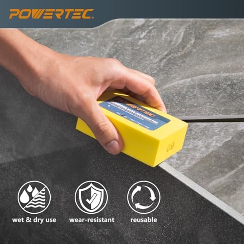 POWERTEC 72305 Diamond Hand Polishing Pads 2Pack, 60 & 200 Grits, Diamond Sanding Block for Polishing and Grinding Porcelain, Ceramic Tile, Glass, Granite, Stone, Wood & Metal