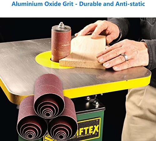 LotFancy 24PCS Spindle Sander Sleeves, 60 Grit Sanding Sleeves, Aluminum Oxide Abrasive, 4-1/2” Length, 4 Each of 1/2”,3/4”,1”,1-1/2”, 2” and 3”
