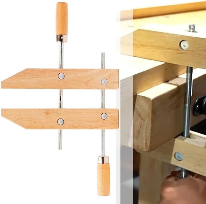Wooden Handscrew Clamp with Stainless Steel Spindles Adjustable 6-12 Inch Clamping Range for Woodworking Projects DIY and Professional Carpentry(12inch)