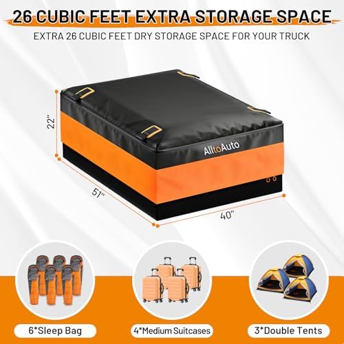 26 Cubic Feet Truck Bed Cargo Bag, Waterproof with Heavy Duty PVC