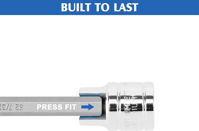 MIXPOWER 32PCS 3/8" Drive Extra Long Hex and Torx Bit Socket Set,SAE & Metric(1/8"-7/16",3mm-12mm,T10-T60),Length:150mm,CR-V and S2 Steel