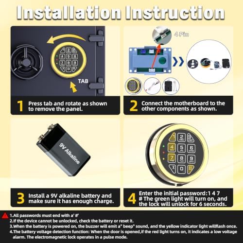 Gun Safe Replacement Lock with Left Swing Bolt Lock and 2 Emergency Keys