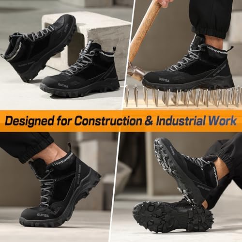 GUSAYEX Steel Toe Boots for Men Puncture Resistant Work Boots