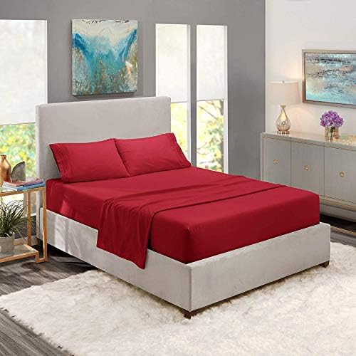 1000 Thread Count 4pc KING SIZE Egyptian Bed Sheet Set,Deep Pocket, RED