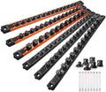 Reniteco Magnetic Socket Organizer Set, 6-Piece 1/4” 3/8” 1/2” Socket Rails | 80-Clip: 1/4" Rail-28 Clips, 3/8" Rail-24 Clips, 1/2" Rail-28 Clips, Heavy-Duty Aluminum Alloy Rails, Drawer or Wall Mount