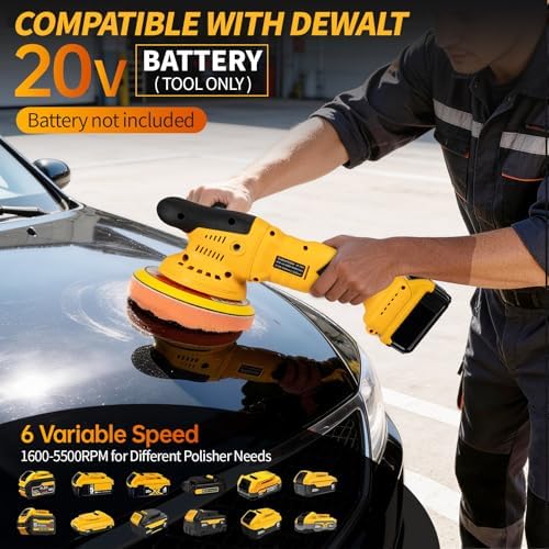 Polisher for Car Detailing to 5500Rpm (Yellow, Upgraded Version)
