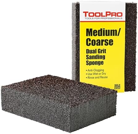 ToolPro Medium and Coarse Sanding Sponges 24-Pack - Dual-Grit Washable Sanding Blocks for Drywall, Wood, and Heavy Stock Removal