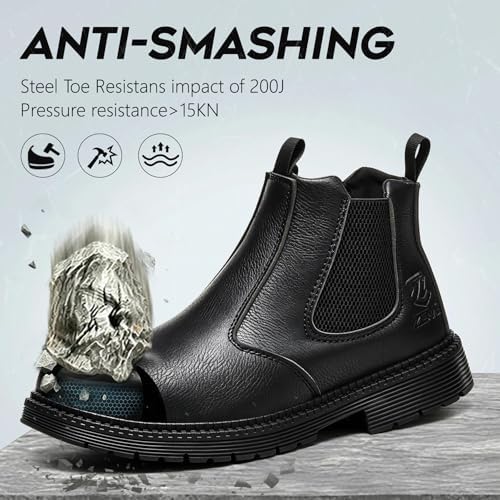 Steel Toe Boots for Men & Women,Slip On Work Boots for Construction