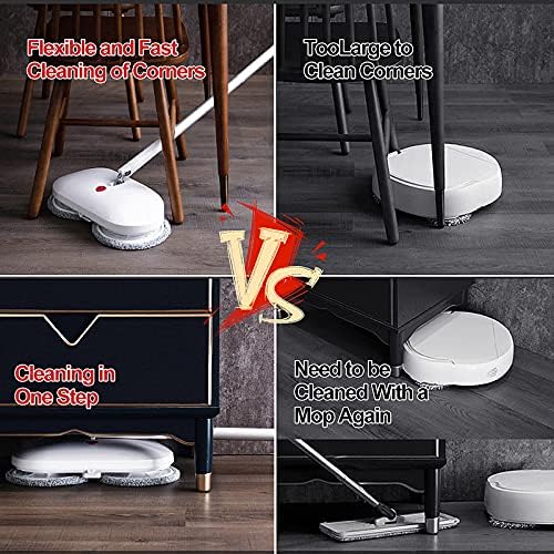 REECOO Cordless Electric Spin Mop Power Mop with 4 Floor Scrubber Pads/Automatic Cleaning Bucket/Water Sprayer,Lightweight & Rechargeable,Suitable for Wooden, Marble, Tile, Hardwood Floor.