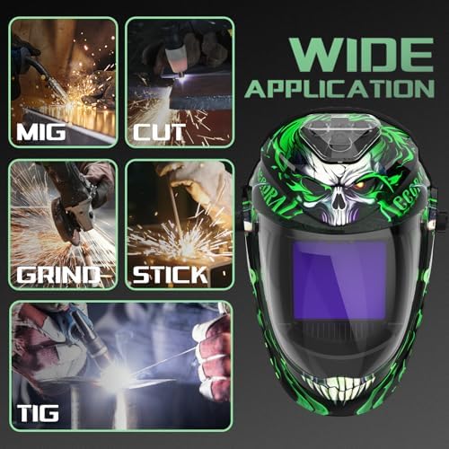 Panoramic Auto-Darkening Welding Helmet, LED Light, Shade 4/5-9/9-13