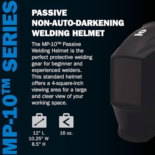 Miller 238497 MP-10™ Passive Welding Helmet, 4x4 in Viewing Area