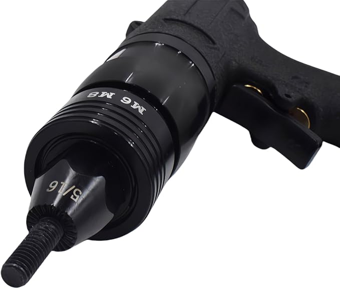 Pneumatic Rivet Nut Gun Air Rivet Nut Pull Setter Riveting Fastening Tool With 1/4 5/16 Riveting Mandrels Quick Change Locking Nozzle Bolts Adapter Drill For Air Rivet Nut Insert Installation Tool