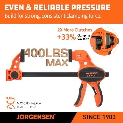 Jorgensen E-Z Hold 2-Pack 6" 300LBS Load Indicator Woodworking Bar Clamps
