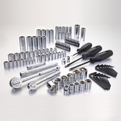 Pro-Grade 106-Piece 1/4 & 3/8-Inch Drive Mechanics Tool Set, 19039 | Complete Mechanics Tool Selection for Automotive and General Repairs