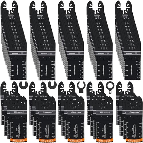 Bionso 110PCS Oscillating Tool Blade Cuts Wood, Sharp and Durable Multitool Blades, Multi Tool Blades Kits, Oscillating Saw Blades Fit Dewalt Milwaukee Ryobi Makita Worx Rockwell