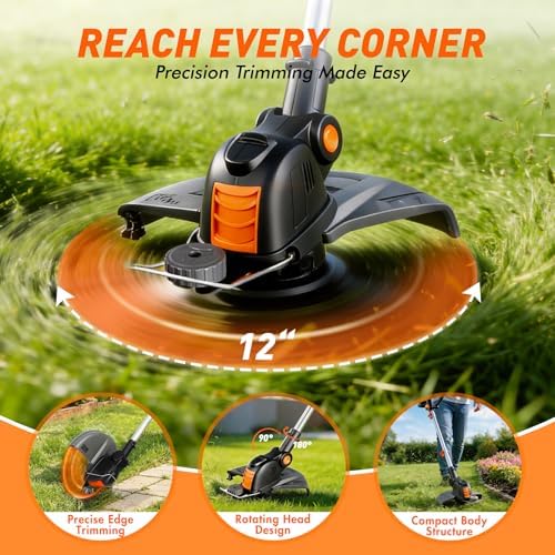 Weed Wacker Eater Electric String Trimmer Battery Powered Lawn Trimmer
