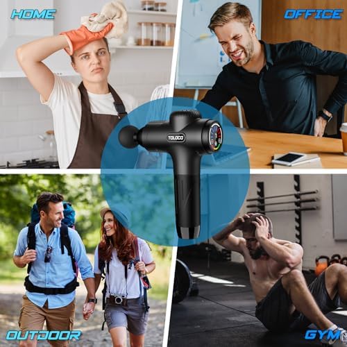 TOLOCO Massage Gun Deep Tissue, Percussion Massage Gun with 10 Replacement Heads, Super Quiet Portable Electric Massager for Athletes, Relax, Fathers Day Dad Gifts, Black