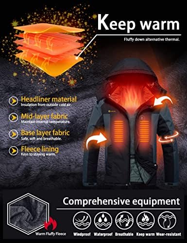 GEMYSE Men's Winter Ski Jacket Waterproof Snow Coat with Detachable Hood