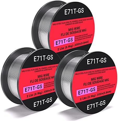 0.030 Flux core Welding Wire, 3 Spools E71T-GS Low Splatter gasless Carbon Steel Mig Welding Wire Compatible