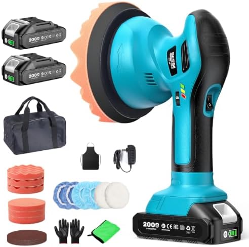 SEESII 6 Inch Cordless Car Polisher Kit with 2x2000mAh 21V Batteries