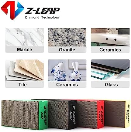 Diamond Hand Polishing Pads Arc Shape Back for Ceramic Porcelain Tile Glass Jade Stone Granite Marble Concrete Grit Mix 4Pcs