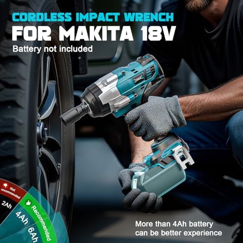 DIYtoolifz Cordless Impact Wrench 1/2" Compatible with Makita 18v Battery, 1700 Ft-lbs High Torque Impact Driver with 6Pcs Sockets & Storage Case, Impact Gun with 4 Modes & LED Light(Tool Only)