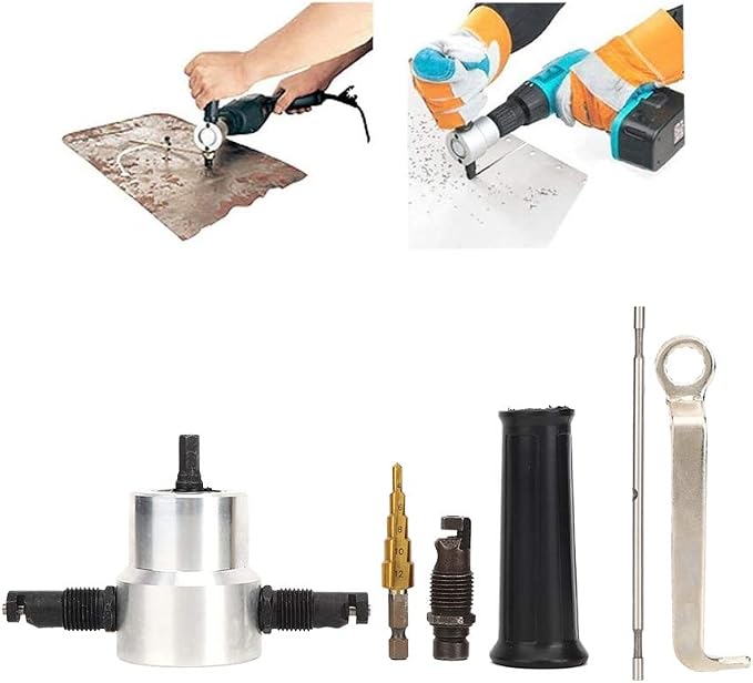 6Pcs Double Head Metal Sheet Nibbler Cutter Hole Saw Drill Attachment Kit