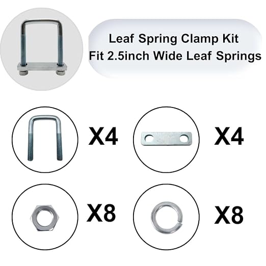 4 Pack Square U-Bolt for Trailer - Fits 2.5 Inch Wide Leaf Springs, Galvanized Steel Clamp Set, Secure Fit for Truck, Boat and Trailers