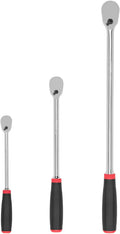 TEKTON 1/4, 3/8, 1/2 Inch Drive Ratchet Set, 3-Piece | SRH99004 | 9, 12, 18 in., Non-Quick-Release, Comfort Grip