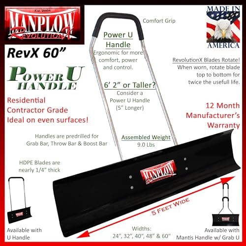 RevolutionX Snow Pushers and Shovels (Power U Handle, 60")