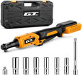 3/8" Cordless Ratchet Wrench for DEWALT 20V MAX Battery, 60 Ft-lbs Brushless Electric Ratchet Tool, Variable Speed 400 RPM, Includes 8 Sockets, 1/4" Adapter & 6" Extension Bar, TOOL ONLY