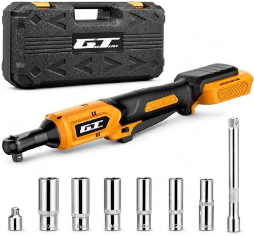 3/8" Cordless Ratchet Wrench for DEWALT 20V MAX Battery, 60 Ft-lbs Brushless Electric Ratchet Tool, Variable Speed 400 RPM, Includes 8 Sockets, 1/4" Adapter & 6" Extension Bar, TOOL ONLY
