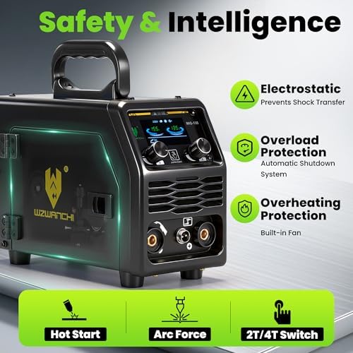135A MIG Welder, Flux Core MIG/Lift TIG/Stick 3 In 1 MIG Welder With Smart LED Display 110/220V Dual Voltage Inverter Welder