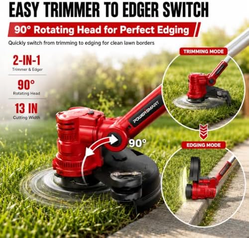 PowerSmart 40V Cordless Lawn Care Combo Kit, 13" String Trimmer & Edger and Axial Leaf Blower, Battery Powered Yard Clean-Up Set with 4.0Ah Lithium-Ion Battery and Charger Included