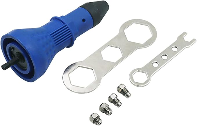 Electric Rivet Nut Gun Riveting Tool Cordless Riveting Drill Adapter Insert Nut Tool Riveting Drill Adapter (Color : Blue)