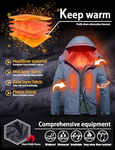 GEMYSE Men's Winter Ski Jacket Waterproof Snow Coat with Detachable Hood