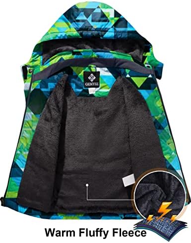 GEMYSE Boy's Waterproof Ski Snow Jacket Fleece Kids Winter Coat with Hood