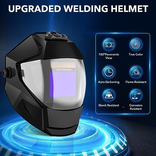 TRQWH Panoramic View Welding Helmet Auto Darkening Welding Hood