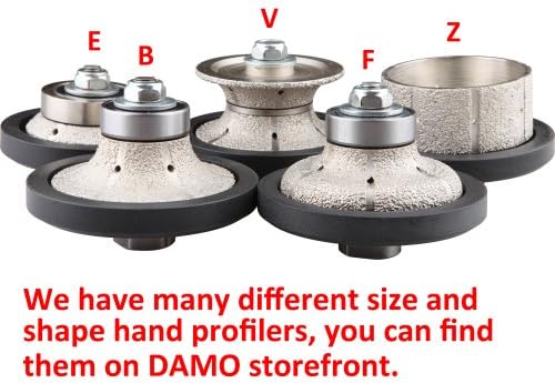 DAMO 1/2 inch Demi Bullnose & Half Bullnose Diamond Hand Profile Wheel, Hand Profiler, Medium Grit Router Bit, 5/8-11 Thread, for Granite, Concrete, Marble, and Countertop Edge