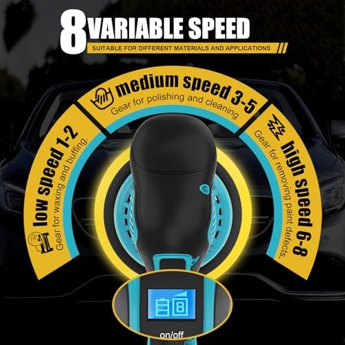 Cordless Car Buffer Polisher, 6 In Mini Buffer Polisher Kit with 2 Pack 21V Rechargeable Batteries,8 Variable Speed 5500RPM Orbital Polisher for Car Boat Detailing, Polishing,Scratch Removing