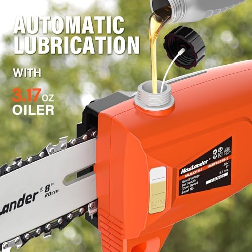 8 Inch 20V Cordless Pole Saw With 2×3.0Ah Battery & Charger